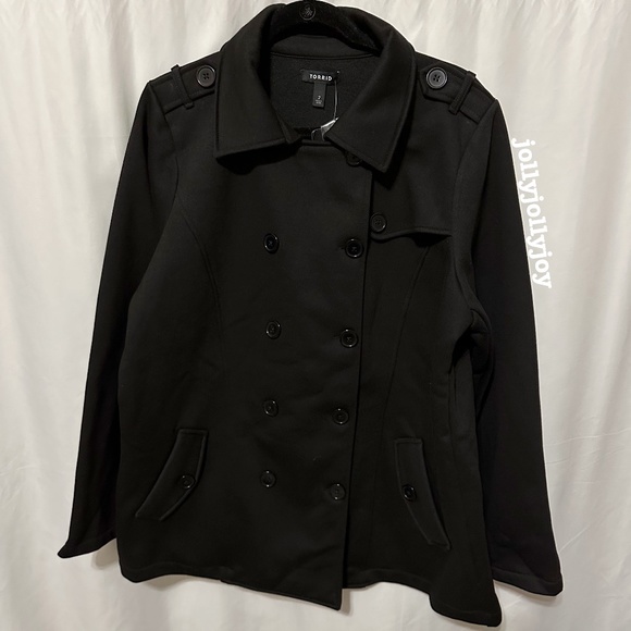 Torrid Fleece Peacoat Jacket Black 2X - Picture 3 of 12